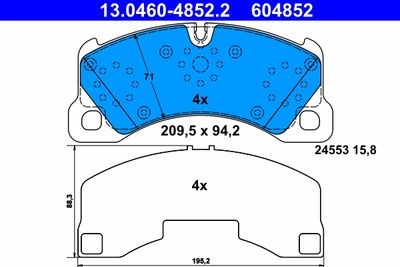 Brake Pad Set, disc brake ATE 13.0460-4852.2