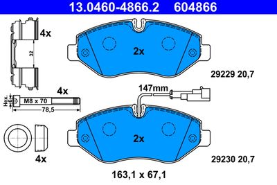 Brake Pad Set, disc brake ATE 13.0460-4866.2