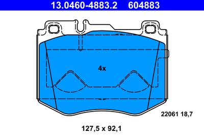 Brake Pad Set, disc brake ATE 13.0460-4883.2