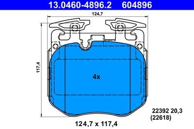 Brake Pad Set, disc brake ATE 13.0460-4896.2