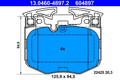 Brake Pad Set, disc brake ATE 13.0460-4897.2