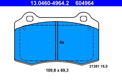 Brake Pad Set, disc brake ATE 13.0460-4964.2