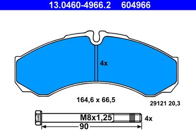 Brake Pad Set, disc brake ATE 13.0460-4966.2