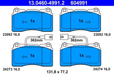 Brake Pad Set, disc brake ATE 13.0460-4991.2