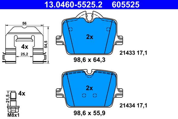 ATE 13.0460-5525.2 Brake Pad Set, disc brake