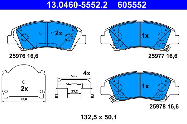 ATE 13.0460-5552.2 Brake Pad Set, disc brake