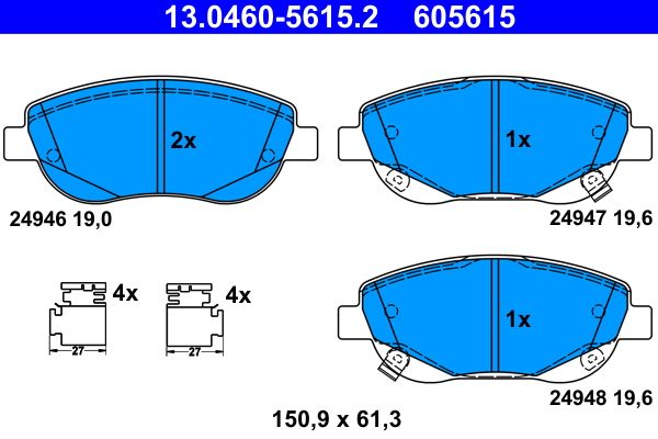 ATE 13.0460-5615.2 Brake Pad Set, disc brake