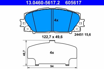 Brake Pad Set, disc brake ATE 13.0460-5617.2