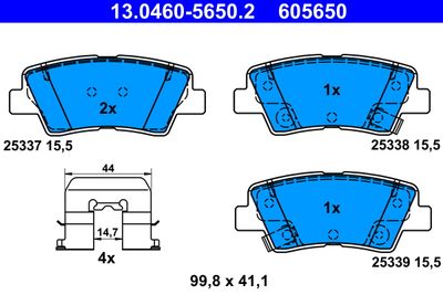 Brake Pad Set, disc brake ATE 13.0460-5650.2