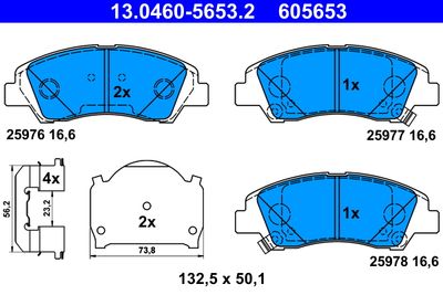 Brake Pad Set, disc brake ATE 13.0460-5653.2