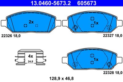 Brake Pad Set, disc brake ATE 13.0460-5673.2