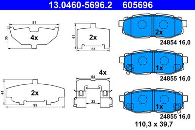 Brake Pad Set, disc brake ATE 13.0460-5696.2