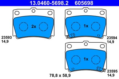 Brake Pad Set, disc brake ATE 13.0460-5698.2