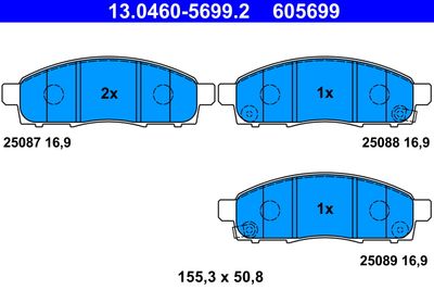 Brake Pad Set, disc brake ATE 13.0460-5699.2