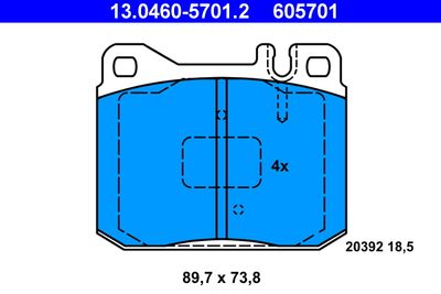 Brake Pad Set, disc brake ATE 13.0460-5701.2