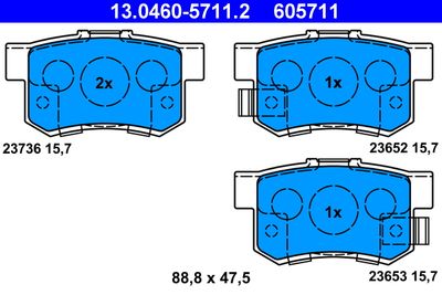 Brake Pad Set, disc brake ATE 13.0460-5711.2