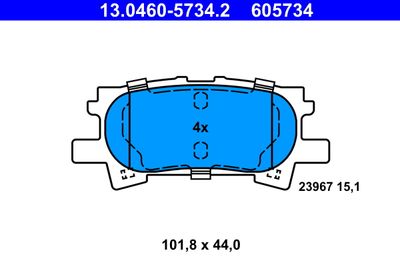 Brake Pad Set, disc brake ATE 13.0460-5734.2