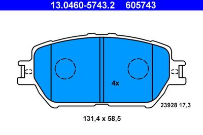 Brake Pad Set, disc brake ATE 13.0460-5743.2