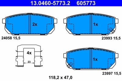 Brake Pad Set, disc brake ATE 13.0460-5773.2