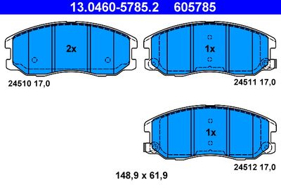 Brake Pad Set, disc brake ATE 13.0460-5785.2