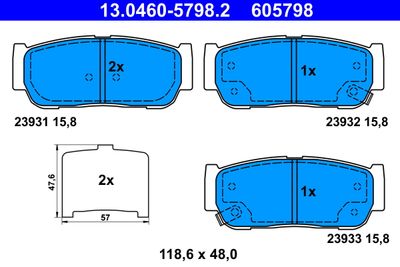 Brake Pad Set, disc brake ATE 13.0460-5798.2