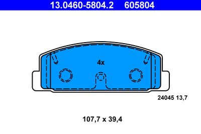 Brake Pad Set, disc brake ATE 13.0460-5804.2