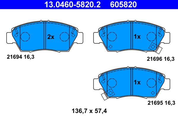 ATE 13.0460-5820.2 Brake Pad Set, disc brake