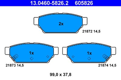 Brake Pad Set, disc brake ATE 13.0460-5826.2