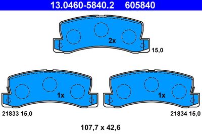 Brake Pad Set, disc brake ATE 13.0460-5840.2