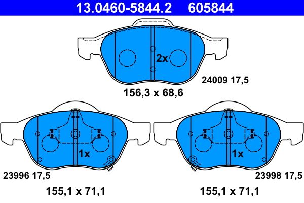 ATE 13.0460-5844.2 Brake Pad Set, disc brake