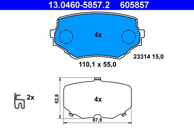 Brake Pad Set, disc brake ATE 13.0460-5857.2