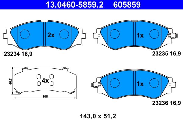 ATE 13.0460-5859.2 Brake Pad Set, disc brake