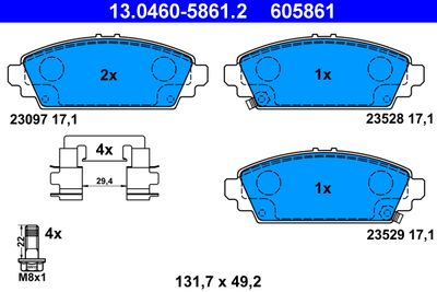 Brake Pad Set, disc brake ATE 13.0460-5861.2