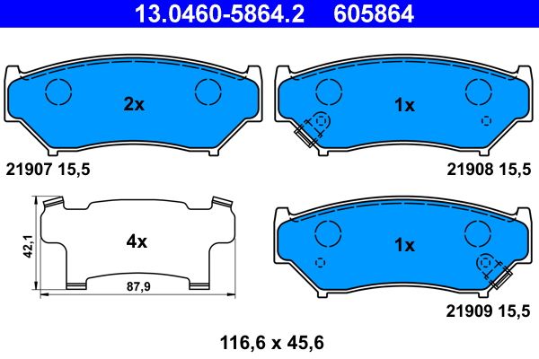 ATE 13.0460-5864.2 Brake Pad Set, disc brake