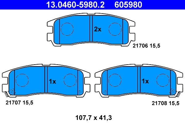 ATE 13.0460-5980.2 Brake Pad Set, disc brake