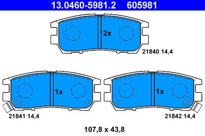 Brake Pad Set, disc brake ATE 13.0460-5981.2