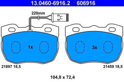 Brake Pad Set, disc brake ATE 13.0460-6916.2