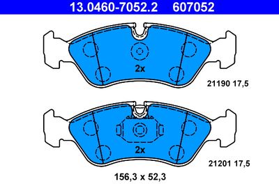 Brake Pad Set, disc brake ATE 13.0460-7052.2