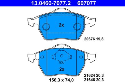 Brake Pad Set, disc brake ATE 13.0460-7077.2