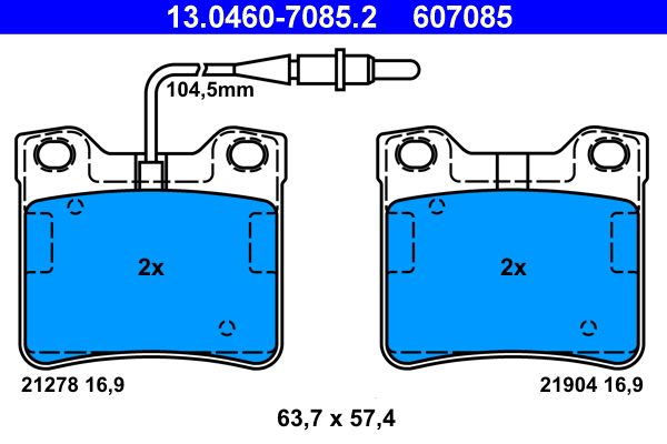 ATE 13.0460-7085.2 Brake Pad Set, disc brake