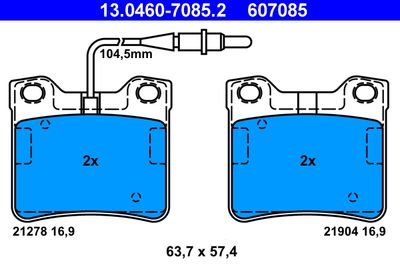 Brake Pad Set, disc brake ATE 13.0460-7085.2