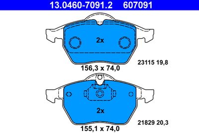 Brake Pad Set, disc brake ATE 13.0460-7091.2