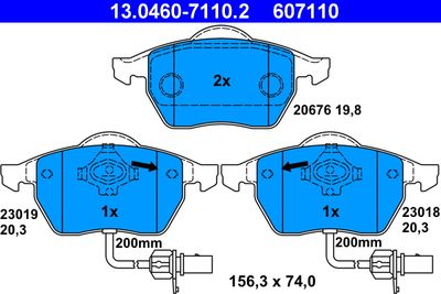 Brake Pad Set, disc brake ATE 13.0460-7110.2