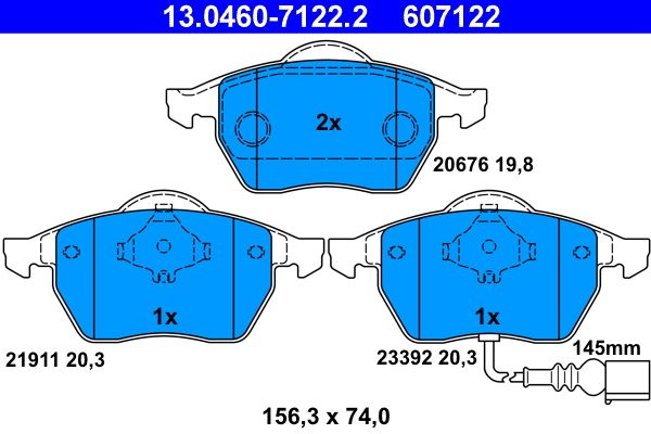 ATE 13.0460-7122.2 Brake Pad Set, disc brake