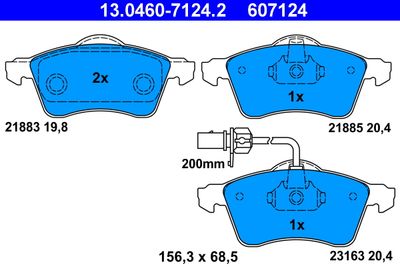 Brake Pad Set, disc brake ATE 13.0460-7124.2