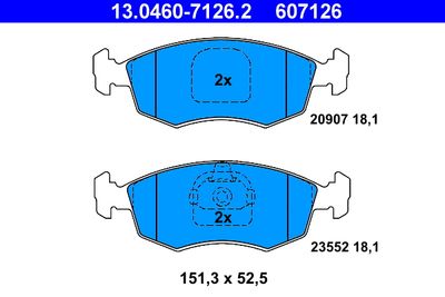 Brake Pad Set, disc brake ATE 13.0460-7126.2