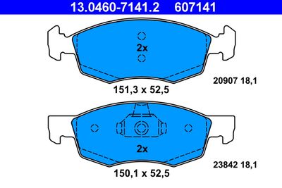 Brake Pad Set, disc brake ATE 13.0460-7141.2