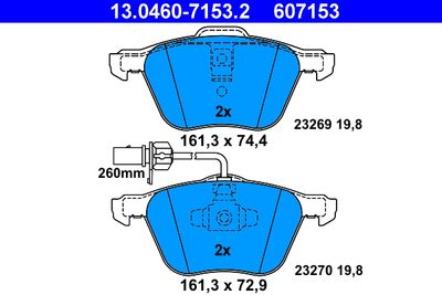 Brake Pad Set, disc brake ATE 13.0460-7153.2