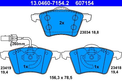 Brake Pad Set, disc brake ATE 13.0460-7154.2