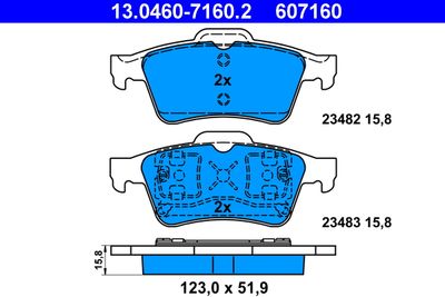 Brake Pad Set, disc brake ATE 13.0460-7160.2